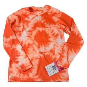 Kanu Surf Swim Top Girls 12 Orange Tie Dye Rash Guard Long Sleeve UPF 50 9519